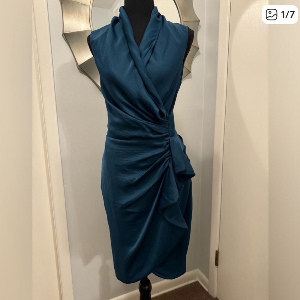 All Saints Teal Draped Midi Dress​